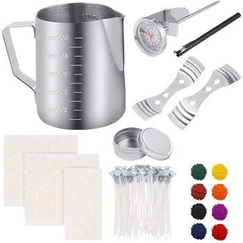 

113Pcs/Set Candle Making Kit with 8 Colors Wax Candle Dye and Pouring Pot Candle Wicks Sticker Kit for DIY Candles