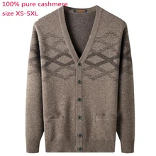 Высококачественный осенне-зимний вязанный кардиган с v-образным вырезом, чистый кашемировый свитер, Повседневный Плюс Размер XSSMLXL2XL3XL4XL5XL