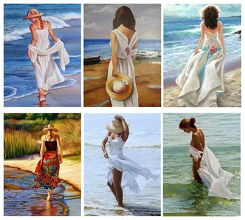 

5D DIY Diamond Painting Woman Diamond Embroidery Beach Home Decor Gift Home Drop Sailing