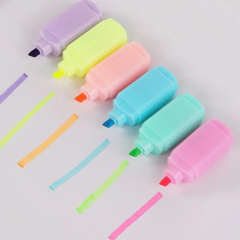 6 Pcs/Pack Creative Jelly Pudding Shape Sticks Fluorescent Pen Cartoon Cute Mini Stationery | Канцтовары для офиса и дома