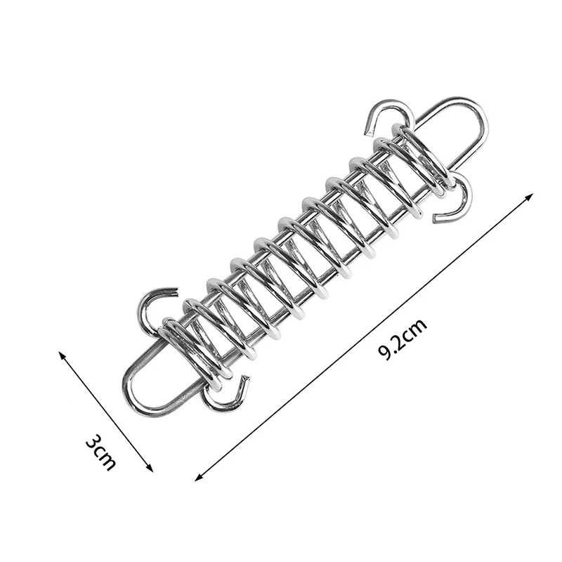 Camping Tent Accessories 5/10Pcs/set Steel Tent Wind Rope Spring Buckle Tent Tensioner Camping Deck Pegs with Carabiner Clips Awning Tightener Fixed Hook