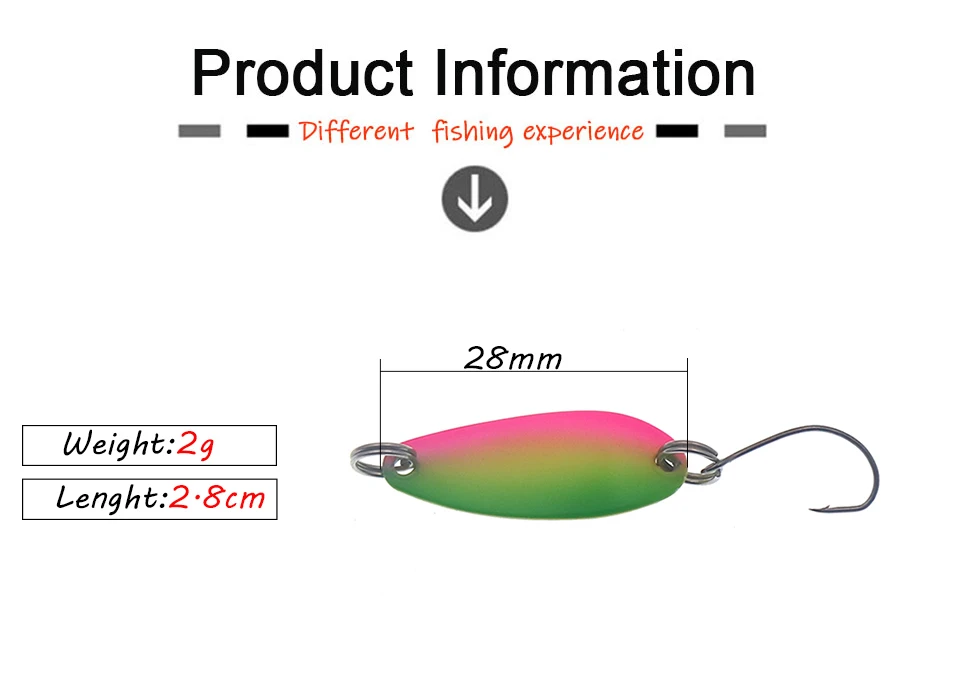 5 шт./лот, смешанные цвета, 28 мм, 2 г, рыболовная ложка, приманка для плавания, приманка для форели, металлическая приманка, рыболовная снасть искусственные