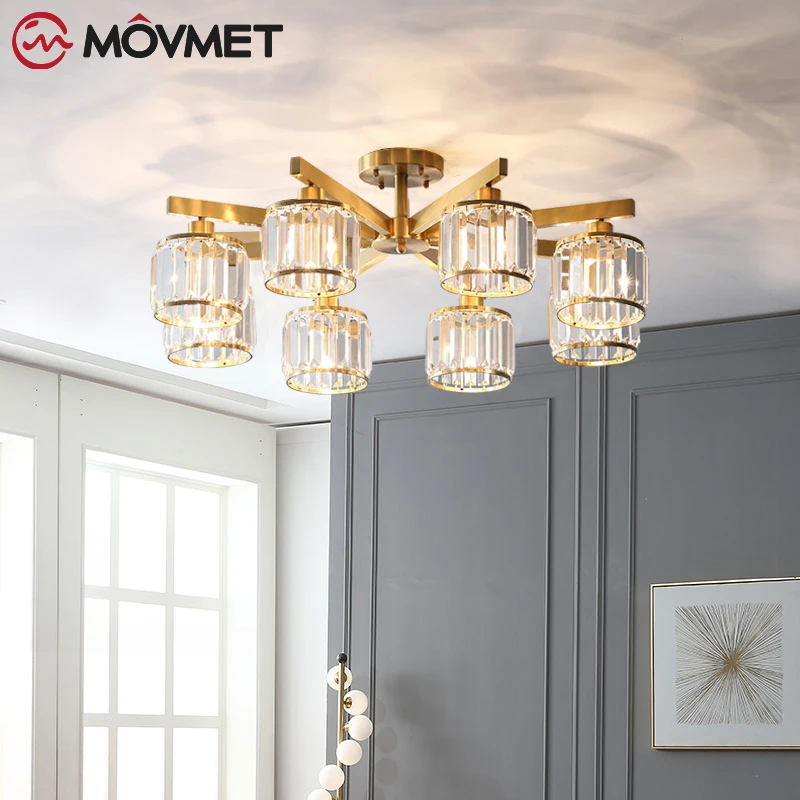 

Modern K9 Crystal Chandelier For Living room Bedroom Dining room Copper Indoor Home Chandelier Lamp Lighting Fixture