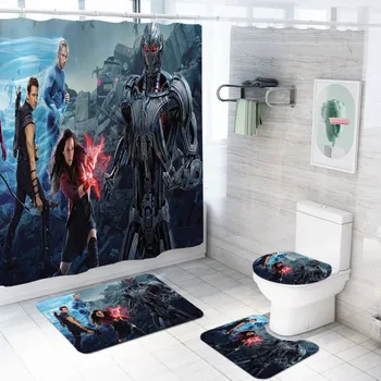 

Dropshipping Movies Series Bathroom Set Polyester Shower Curtain with Hooks Toilet Lid Cover U Shape Rugs Mats for Bathroom