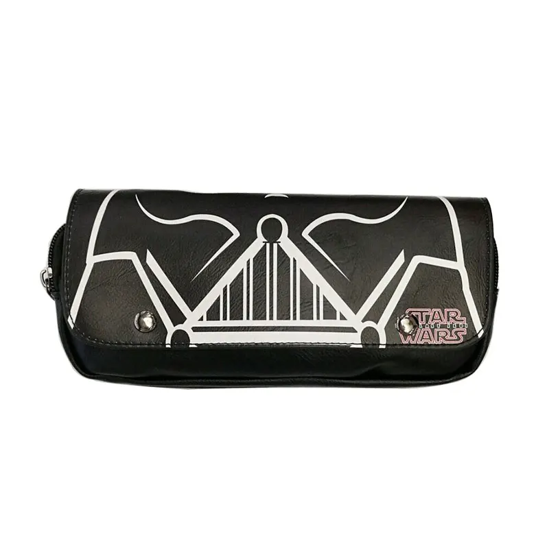 E New Star Wars Pencil Case Anime Cartoon Students Leather Pencil Bag Double Zipper Makeup Cosmetic Cases Bags for Men Women - Цвет: E