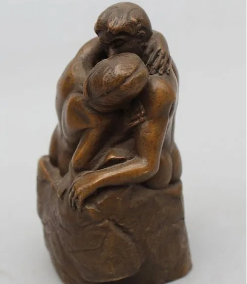 YM 309 5"Western Art sculpture Bronze Men Women spouse kiss StatUE
