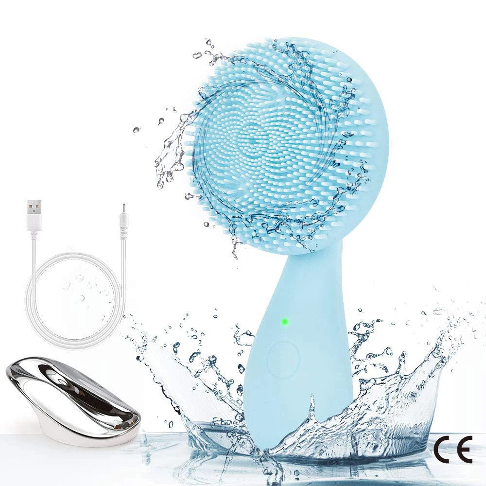 

CE Certificatio Small Good Luck Bead Massage Sound-wave Silicone Face Cleaner Electric Multi-functional Facial Brush Rotating