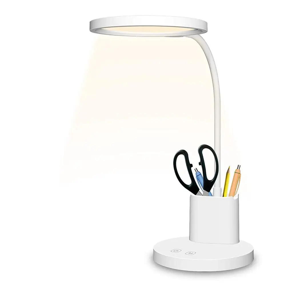 

Usb Stepless Dimming Table Lamp Touch Control Reading Lamp With Pen Phone Holder Eye Protection Desk Light For Home Dormitory