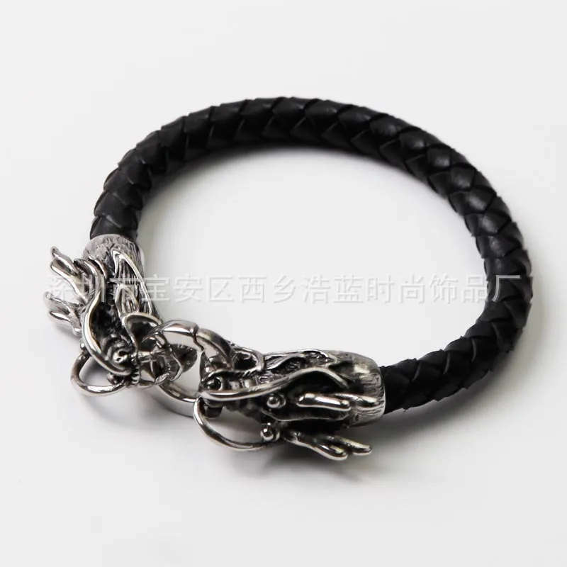 

Non-Mainstream Fashion European And American Style Exaggeration Cool Fashion Devil Skull Weaving Leather Cord Bracelet Men's