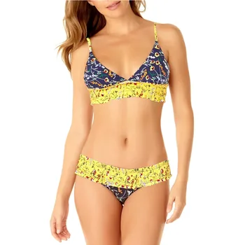 

&Skinny low waisted open back sexy bikini women's high elastic patchwork printed swimsuit retro pattern quick drying beach suit