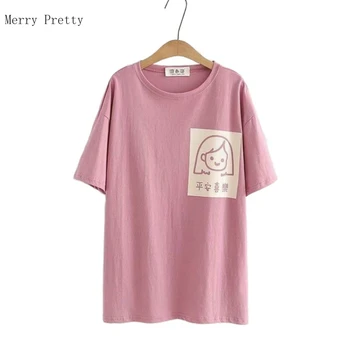

Cartoon Print Loose Casual Harajaku Cotton T Shirts Women Clothing 2020 Summer Short Sleeve O-neck Korean Ladies Basic Top Tees