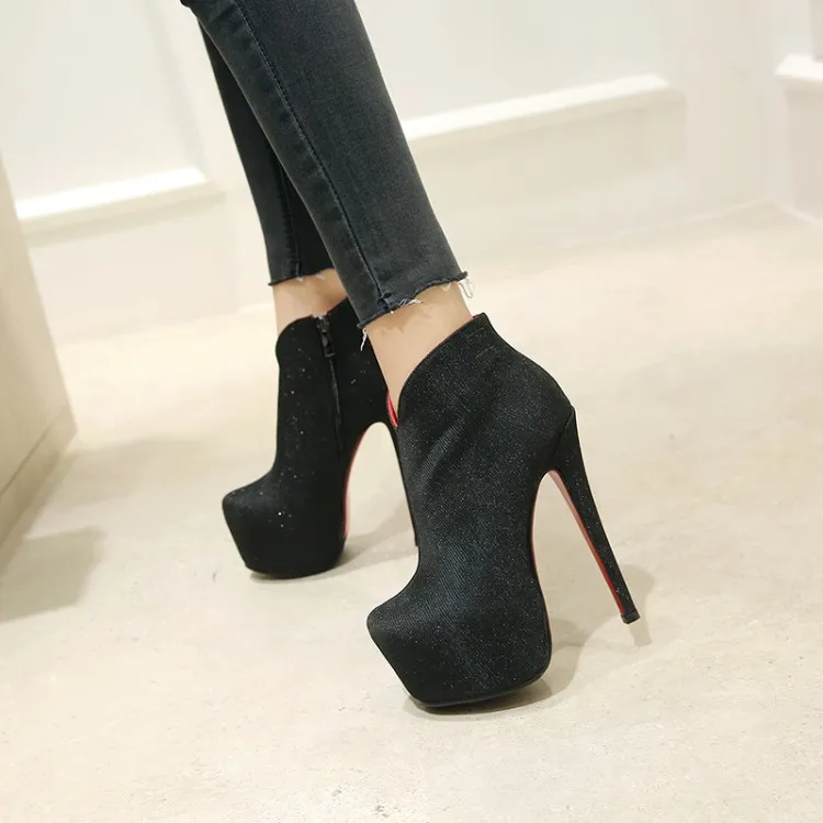 Женская свадебная обувь для вечеринки; обувь на высокой платформе; блестящие женские ботильоны на тонком каблуке и платформе; большие разме... Женская свадебная обувь для вечеринки; обувь на высокой платформе; блестящие женские ботильоны на тонком каблуке и платформе; большие разме...