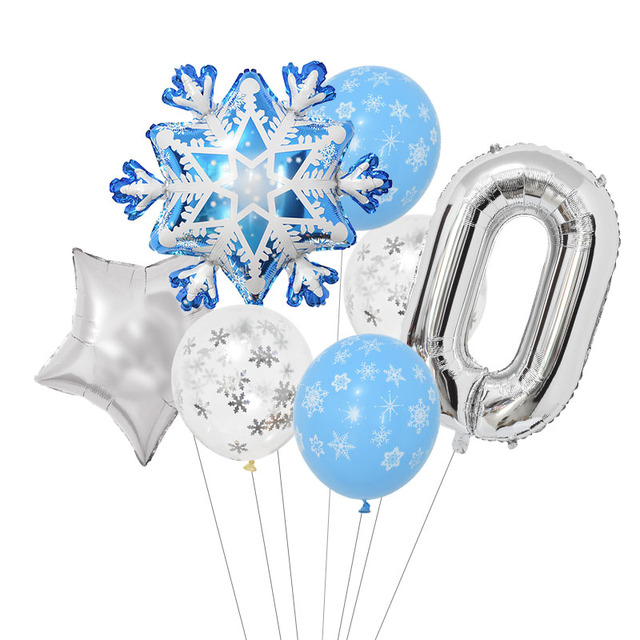 Set Snowflake Number Foil Balloons Confetti Latex Balloon Winter Kids Birthday Party Decoration Elsa Frozen Party Supplies
