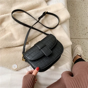 

Stone Pattern Crossbody Bags For Women PU Leather 2020 Shoulder Messenger Bag Lady Handbags and Purses Small Saddle Bag