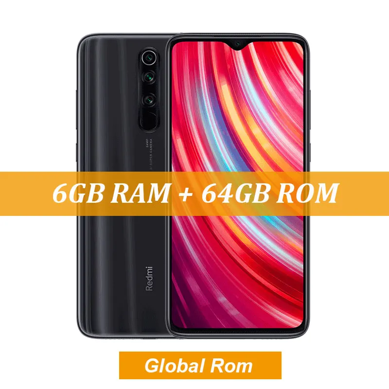 Global Rom Gray Xiaomi Redmi Note 8 Pro с глобальной прошивкой, 6 ГБ, 64 ГБ, 64 мп, четыре камеры MTK Helio G90T, смартфон 6,53 ''FHD+ 4500 мАч, 18 Вт, QC 3,0 - Цвет: Global Rom Gray