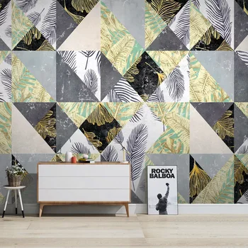 

Milofei manufacturers custom modern tropical plants geometric lines living room bedroom background wallpaper murals