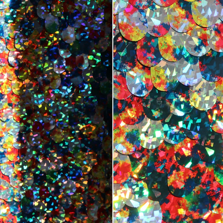 Красочные рыбья чешуя Блестящий Алмазный Блестящий Кружевной Тюль Ткань для свадебной одежды, распродажа