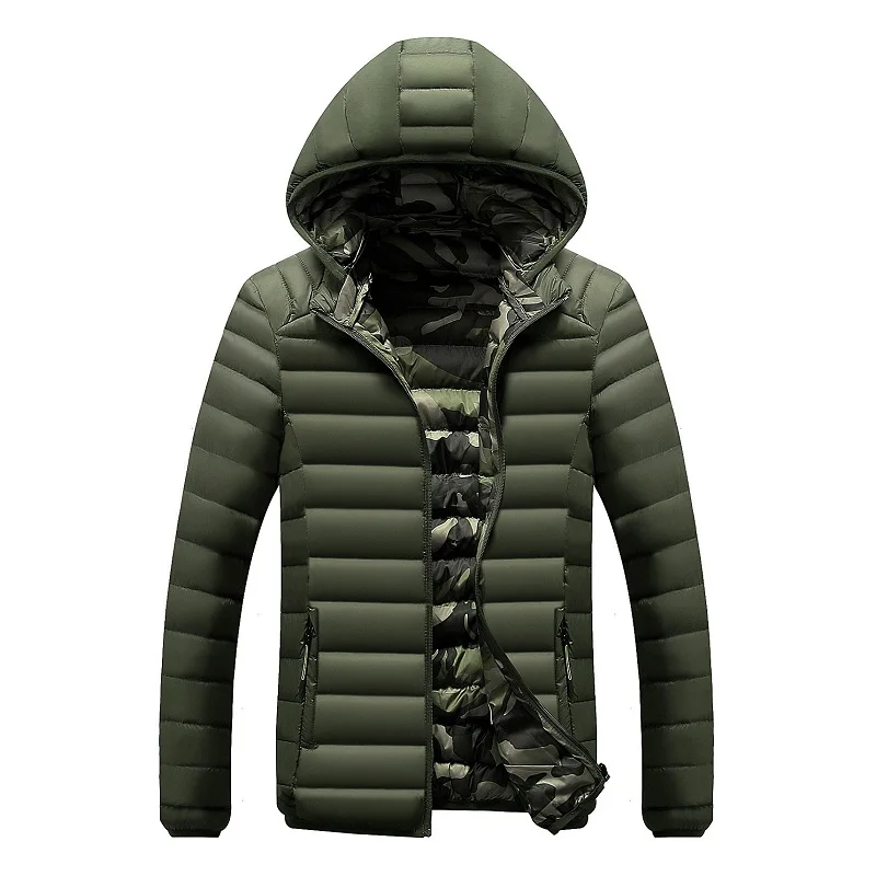 army green jacket Мужская зимняя куртка, мужские куртки и пальто, толстовка с капюшоном, приталенная хлопковая толстовка, камуфляжная повседневная одежда, Прямая поставка - Цвет: army green jacket