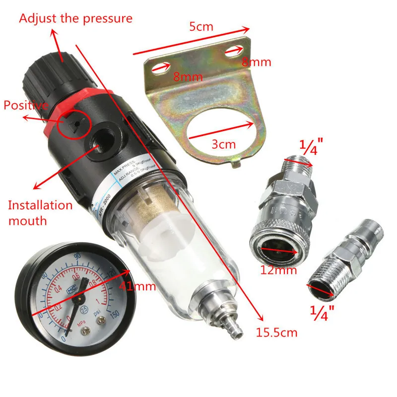 1/" 30-120PSI фильтр для воздушного компрессора 40 микрон водоотделитель ловушка Набор инструментов с регулятор давления частицы светового фильтра