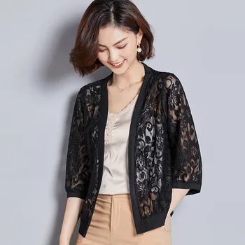 

Summer New Pattern Small Waistcoat Woman Short Lace Half Sleeve Cardigan Shawl
