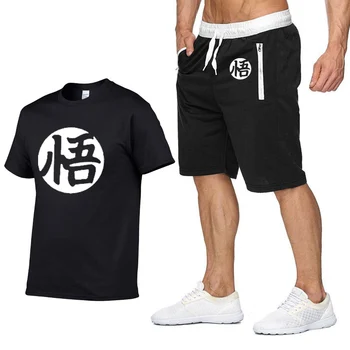 

Anime Dragon Ball Z T Shirts Men Casual Summer Fashion Short Sleeve Son Goku Harajuku Mans T Shirts+pants suit Sportswear S-2XL