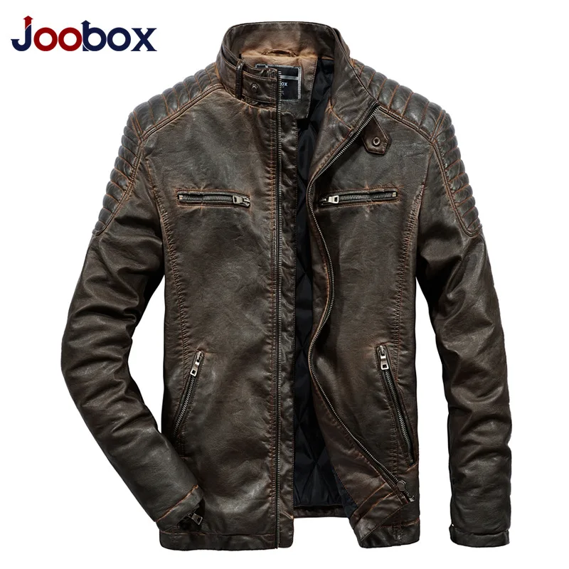 

Joobox Retro Men'S Wear Leather Jacket MEN'S Coat Leather Coat Men's