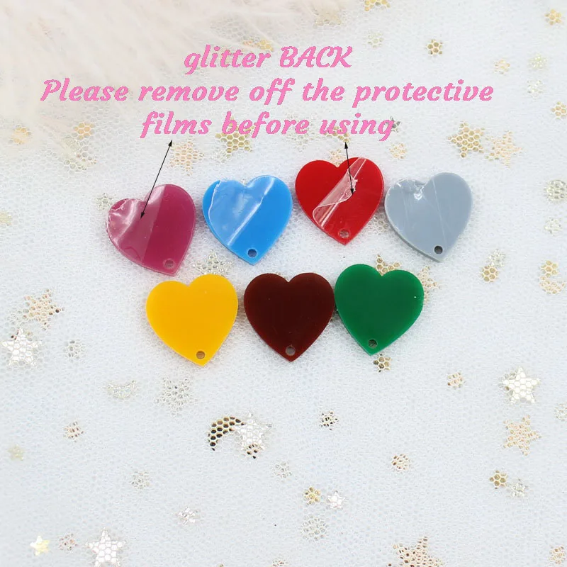12mm/14mm/ 16mm Assorted Giltter Heart For Earring Acrylic Mini Heart With Hole Accessories Laser Cut-AC1599