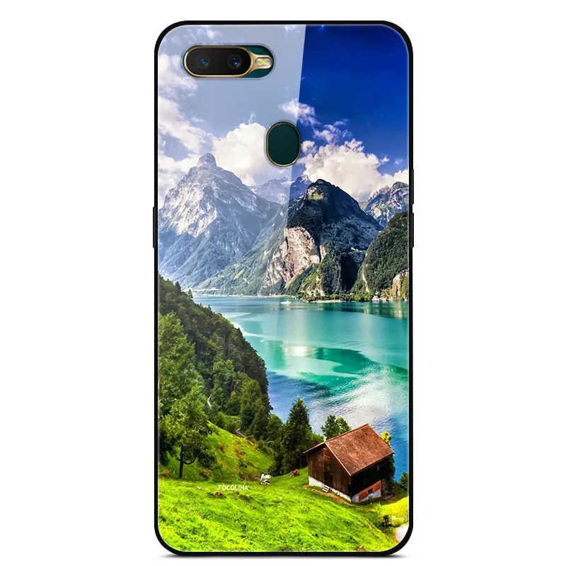 Для OPPO AX7 чехол 6,2 ''стеклянная жесткая задняя крышка для OPPO A7 OPPOA7 CPH1901 чехол из закаленного мягкого бампера для OPPO A5S A7 A 7 ax7 a x7 - Цвет: 11