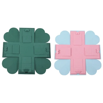

2Pcs Creative Explosion Box,Love Memory Diy Photo Album Surprise Box Exploding Picture Box - Pink + Blue & Green