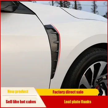 

Modified simulation side tuyere hood trim leaf plate shark gills cover Car Accessories For Honda Civic 10th 2016 2017 2018 2019