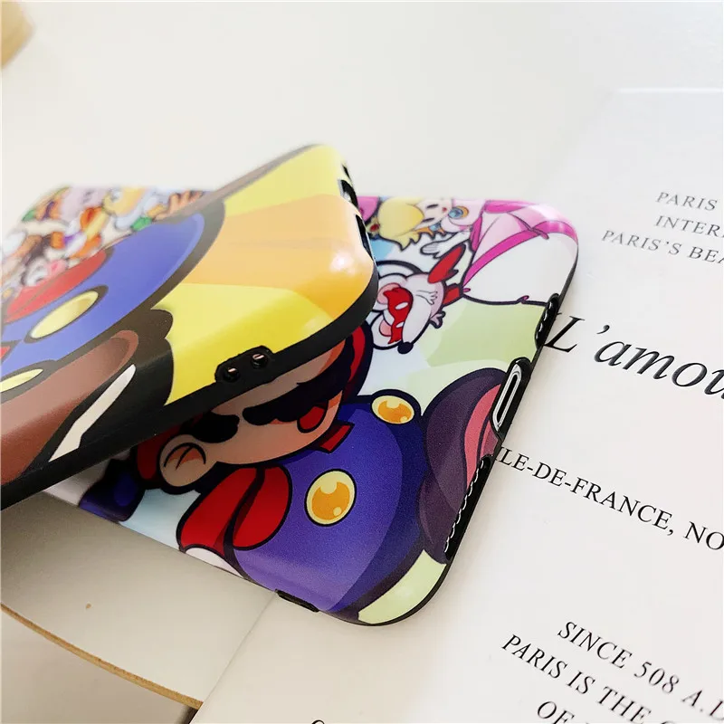 Классический милый мультяшный чехол для телефона Mary super brothers для iPhone XS MAX XR X 7 8 6S Plus Мягкий силикон IMD Черный Боковой защитный чехол