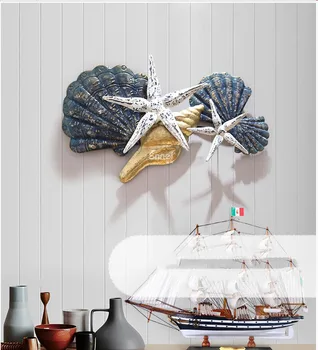 

SIMPLE MODERN WROUGHT IRON SHELL SEA STAR WALL HANGING ORNAMENTS HOME LIVINGROOM WALL STICKER DECORATION HOTEL WALL MURAL CRAFTS