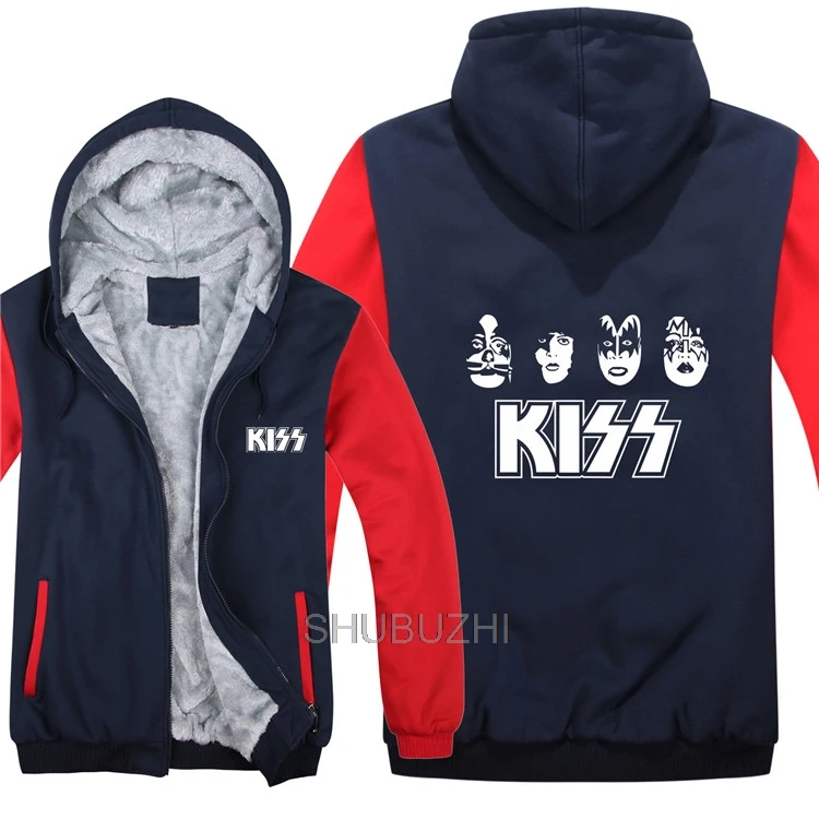 Kiss Band толстовки для мужчин пуловер шерстяная подкладка куртка Kiss Band хип-хоп толстовки с капюшоном модное пальто - Цвет: same as picture