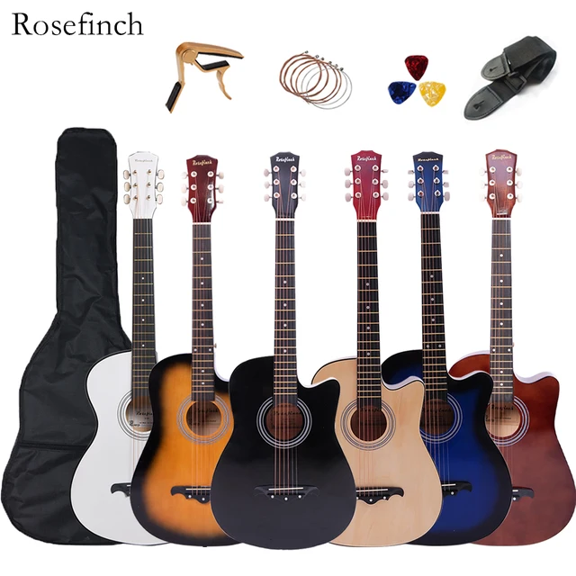Inch acoustic guitar for travel beginners adults kit with capo picks bag steel