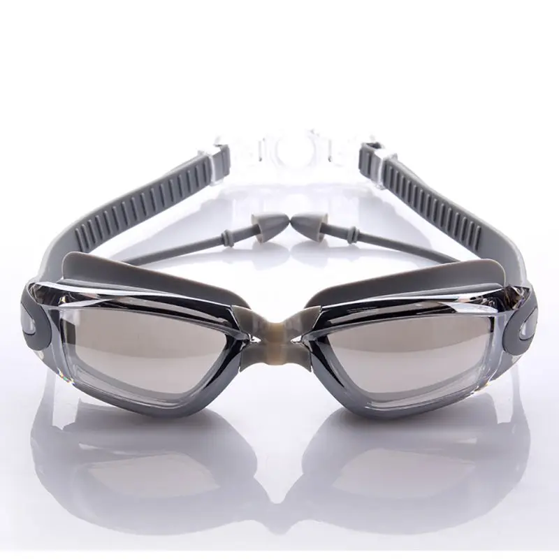 Мужские и женские профессиональные силиконовые плавательные очки, противотуманные УФ очки для плавания с затычкой для ушей, водные спортивные очки