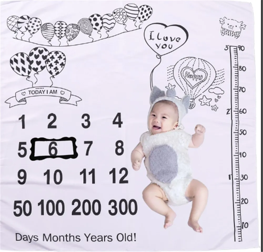 

Baby 12 Monthly Growth Milestone Blanket Photography Requirements Background Towel Memory Carpet With Framed Mark Carpet Moon