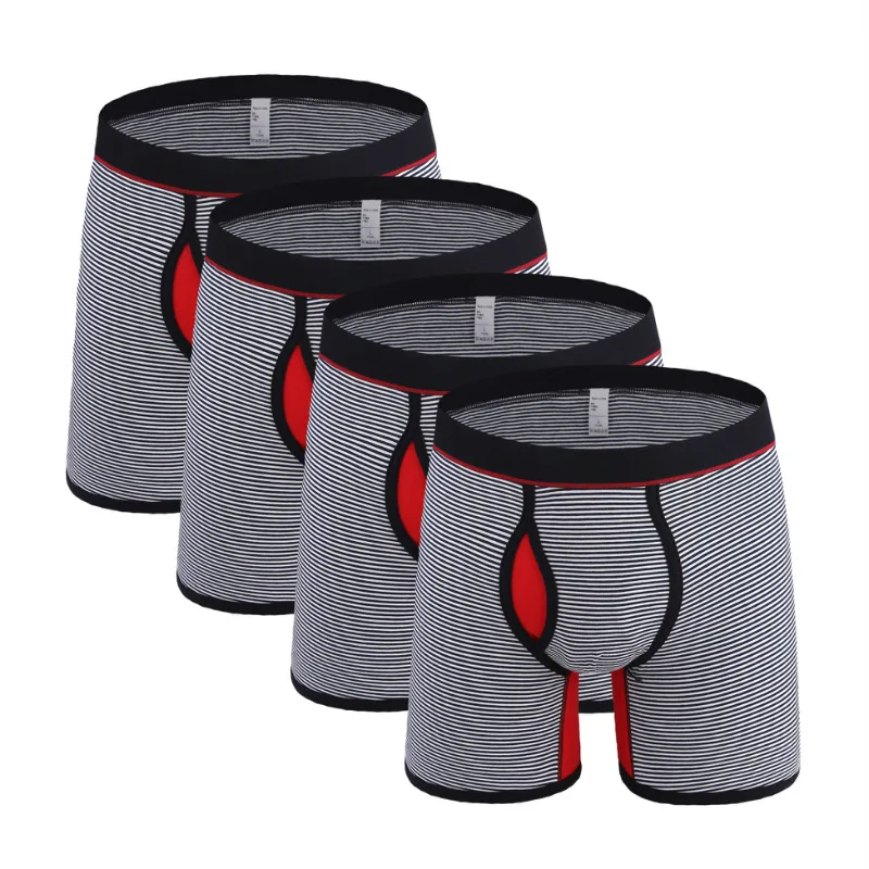 4Pcs 0710 B3 4 шт./партия, высококачественные мужские трусы, мужское нижнее белье из хлопка, большие размеры, для мужчин, модные сексуальные мужские длинные трусы-боксеры - Цвет: 4Pcs 0710 B3