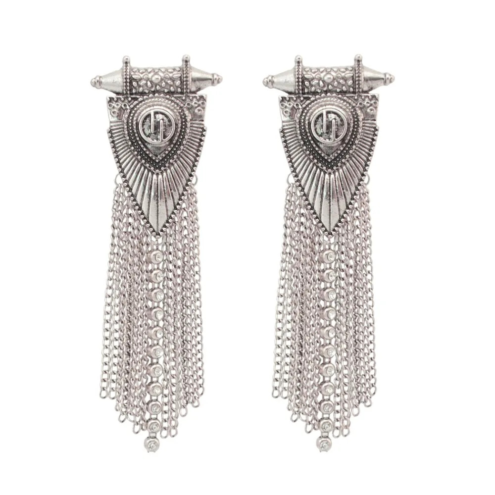 Silver Earrngs Модные богемные воротники, колье, шикарные этнические индийские украшения, наборы, цыганские, бохо, винтажные кисточки, монета, массивное ожерелье, серьги для женщин - Окраска металла: Silver Earrngs