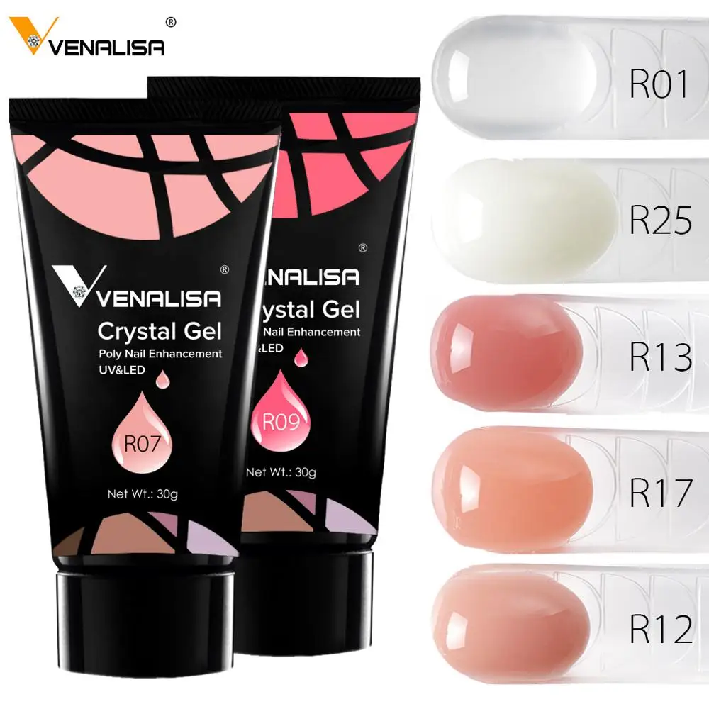 30g VENALISA Poly Nail Gel Nail Art French Nail DIY Clear Camouflage Color Fibre Glass Hard Jelly  extens Nail exten UV LED Gel