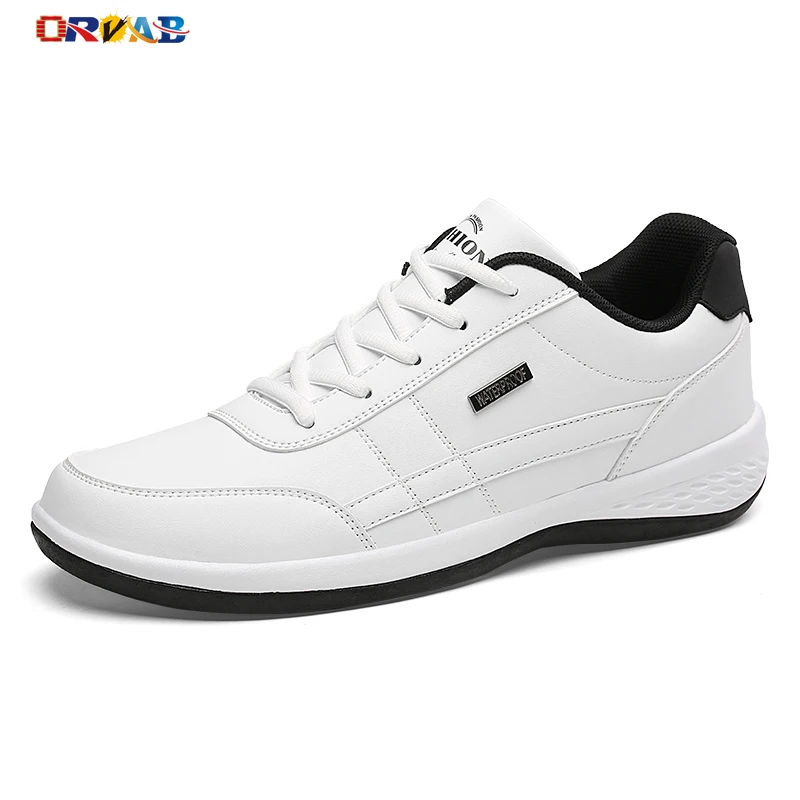 Zapatos blancos de talla grande para hombre, zapatillas informales de cuero, transpirables, a la moda, con cordones, para primavera, 38 a 48