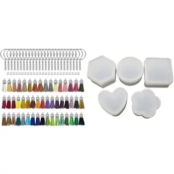 

1 set Key Chain Ring with Chain and Tassel Pendants kit & 1 set Silicone Resin Molds Jewelry Molds