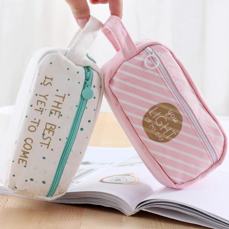 

Hipster Geometric Pattern Pink Green Large Pencil Case Japanese Korean Stationery Creative Hand Pencil Case Primary School STUDE