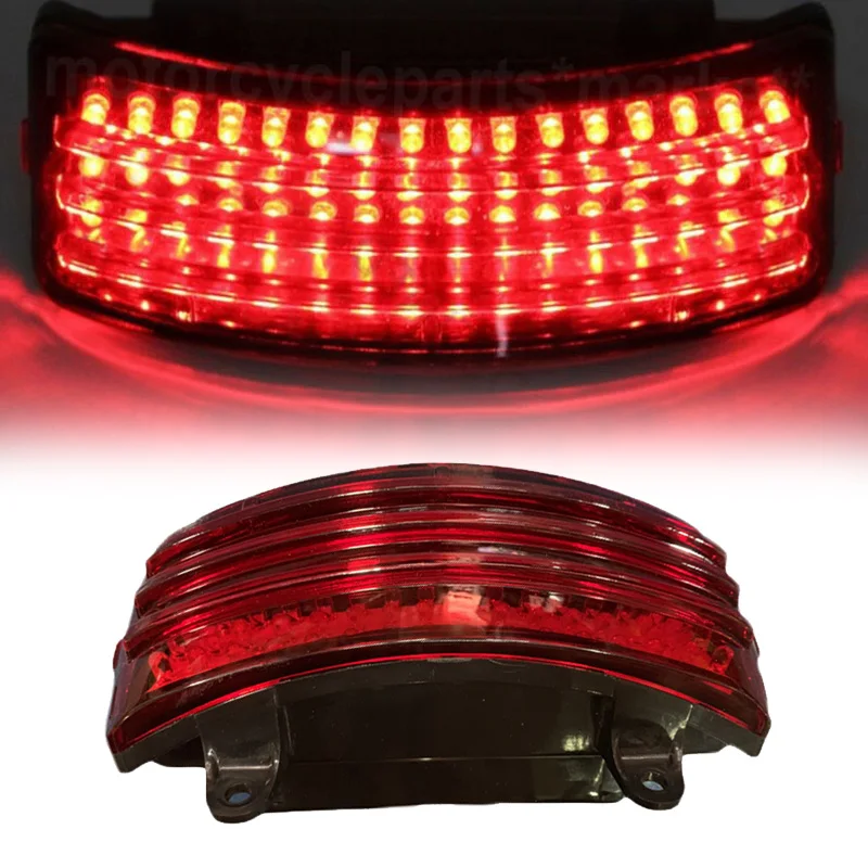 

new Motorcycle Tri-Bar LED Fender Tip Tail Light For Harley Road Glide/Street Glide Rear Red Shell LED Fender Tail Light Stylish