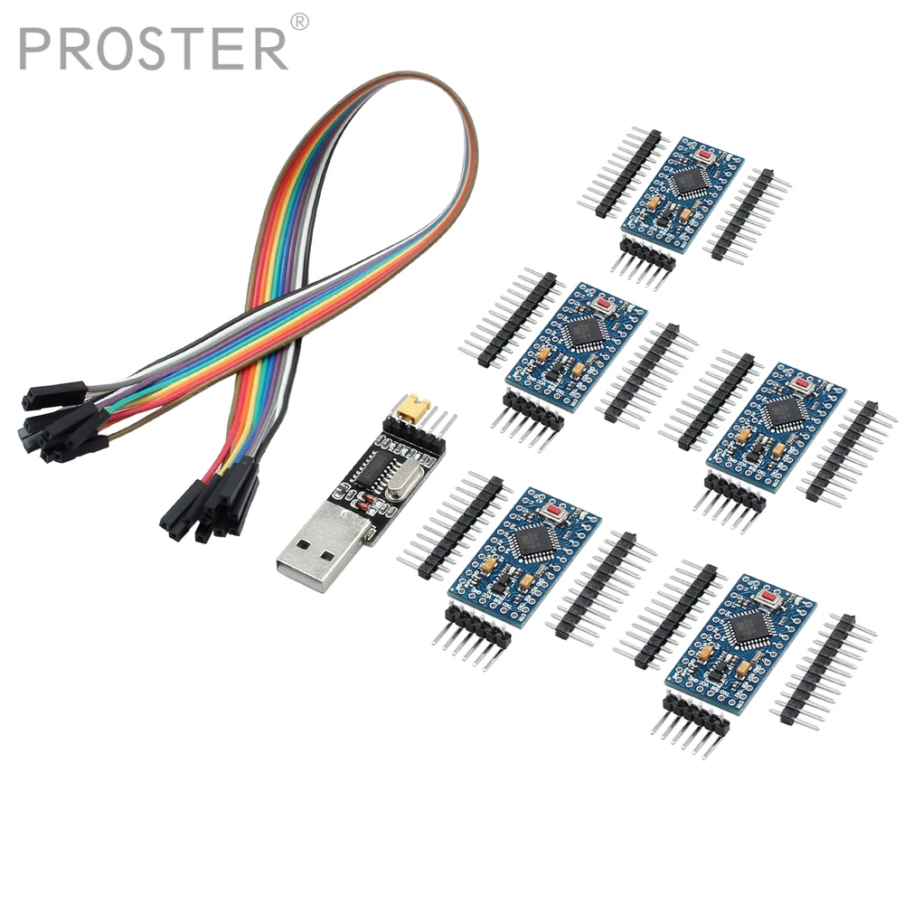 Proster 5 шт. для Arduino Pro Mini 5V 16 МГц совестимая плата CH340G USB в последовательный адаптер
