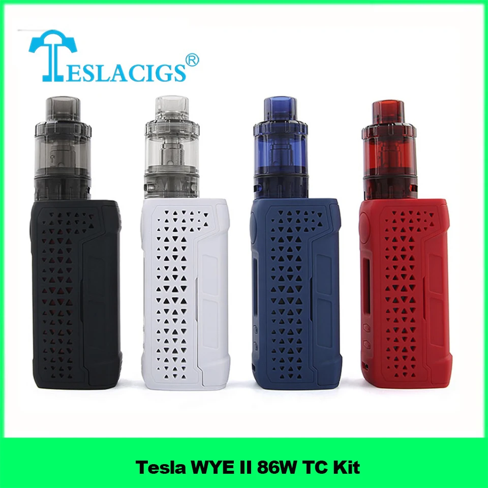 

Vaporizer Original Tesla WYE II 86W TC Vape Kit with 4ml Citrine 24 Tank Kit Power by 18650 battery Telsa Box Mod Box Kit