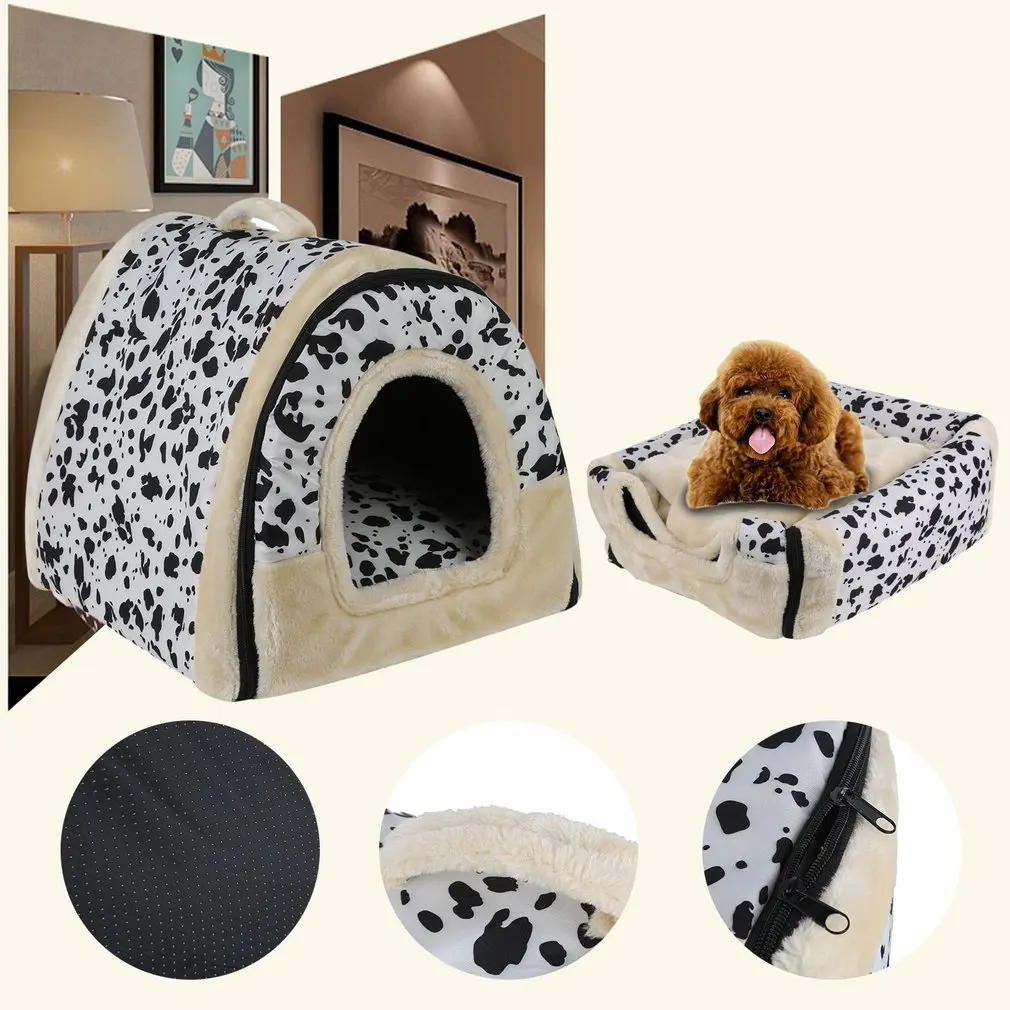 Portable Foldable Dog Puppy Cat House Kennel Nest Soft Bed With Mat For Small Medium Pet Comfortable Travel Bed Tent