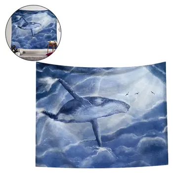 

1Pc Household Bedroom Tapestry Creative Whale Pattern Tapestry Fashion Printing Beach Towel Wall Hanging Shower Curtain Throw Ru