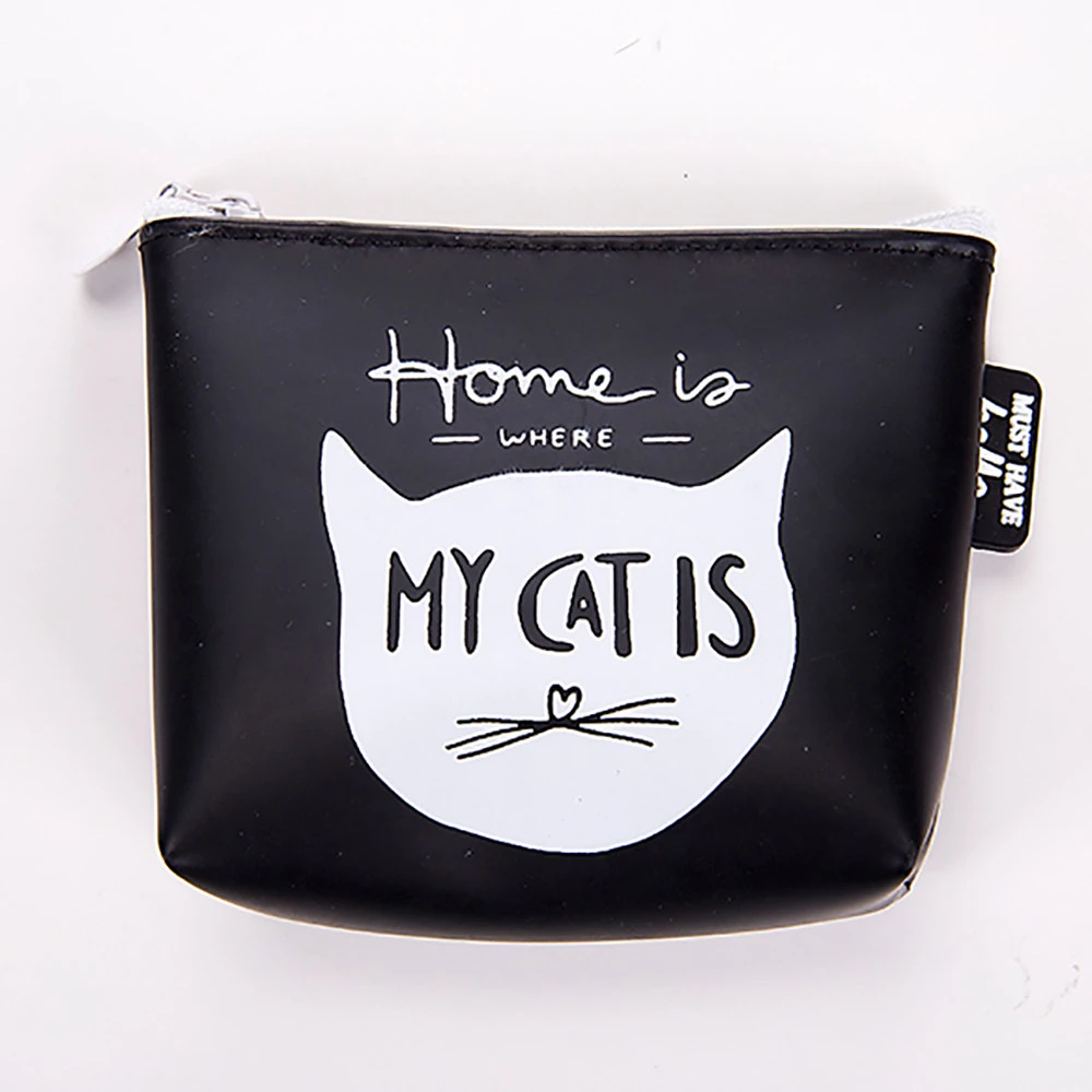 Snacks Coin Purse Women Transparent PU Zipper Change Coin Cartoon Cat Wallet Holders Money Bag For Kids Girl Gift 816