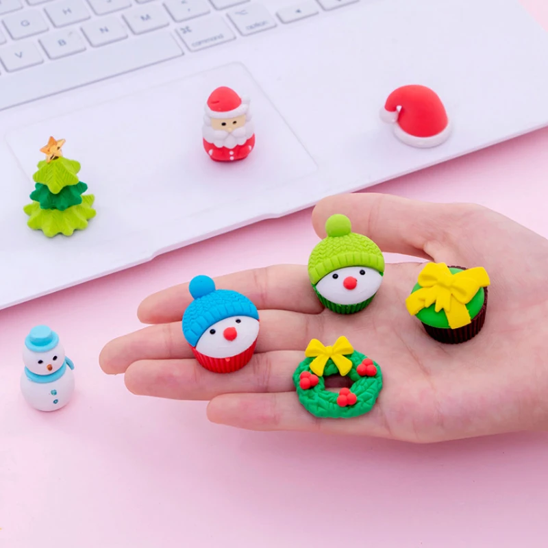 10 упаковок креативных рождественских ластиков, набор случайных ластиков kawaii, школьные принадлежности для детей, подарки для фестиваля, вечерние