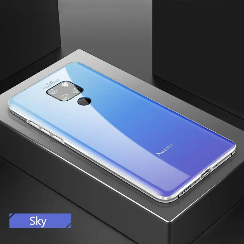 Sky Для huawei mate 20 Pro mate 20 чехол все включено Металл изогнутый градиент закаленное стекло ультра-тонкая задняя крышка для huawei mate 20 - Цвет: Sky